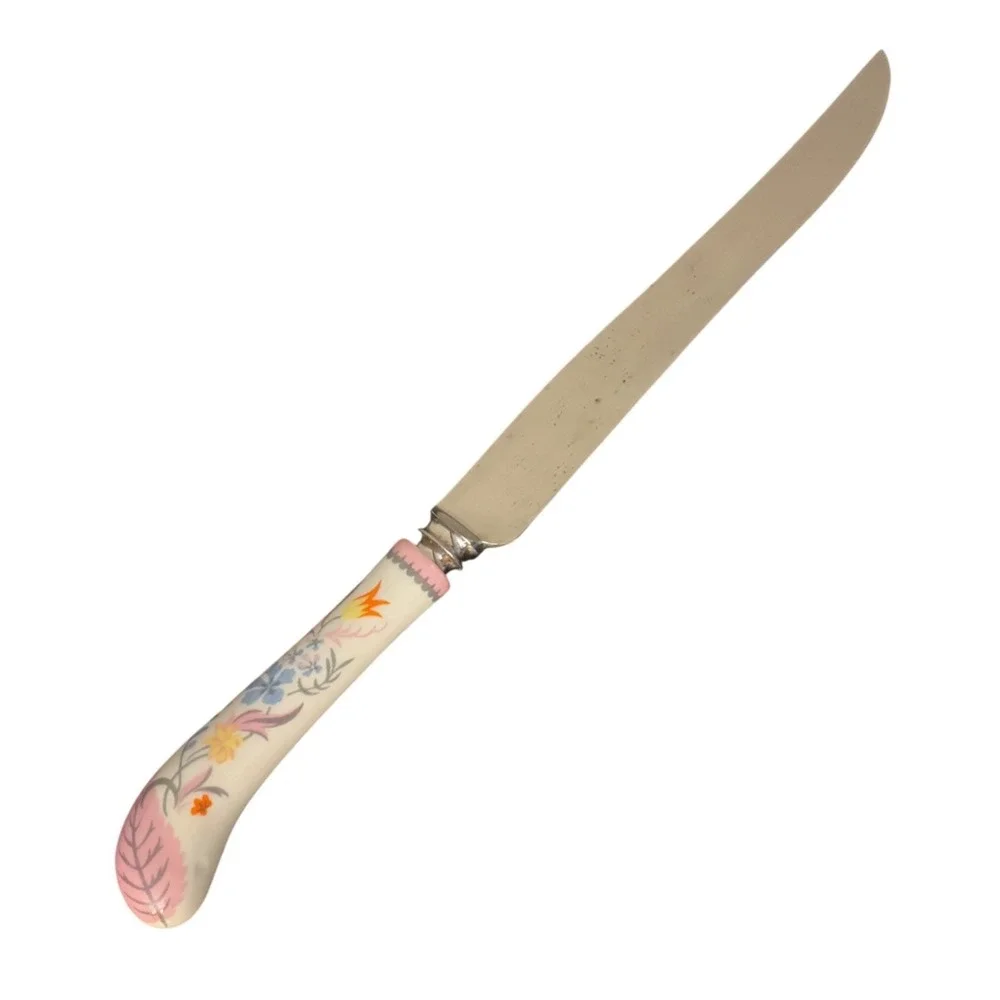 Vintage House of Prill Sheffield Knife-Porcelain, England Handle, Floral Design